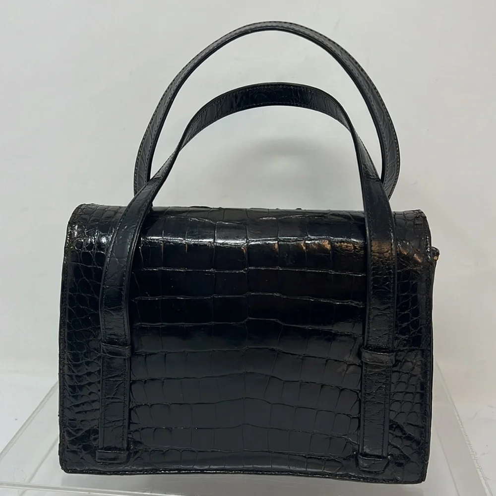 Lucille de Paris Black Crocodile Handbag